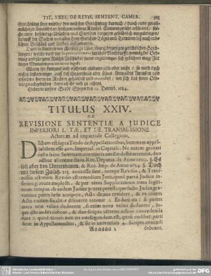 Titulus XXIV. De Revisione Sententiae A Iudice Inferiori L Tae, Et De Transmissione Actorum ad impartiale Collegium