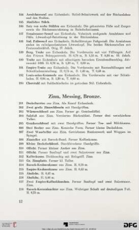 Zinn, Messing, Bronze (Nr. 201-290)