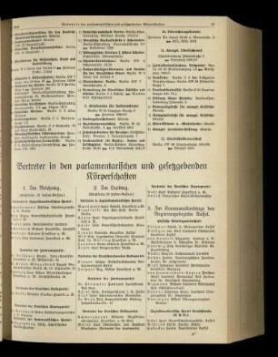 Vertreter in den parlamentarischen und gesetzgebenden Körperschaften
