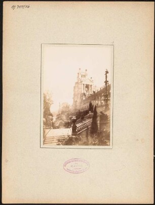 Aufgänge von der Porta del popolo und der via Flaminia, Rom: Ansicht (aus: Idealprojekt für ein Deutsches Künstlerheim und -werkstatt in Rom, 1886)