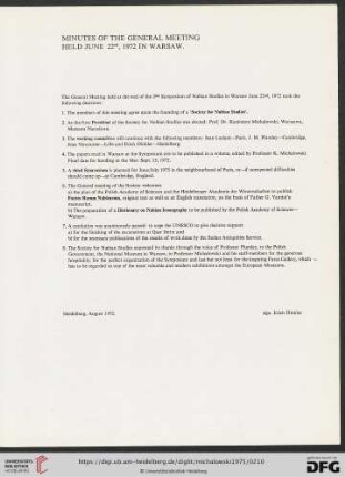Minutes of the general Meeting held June 22nd, 1972 in Warsawa