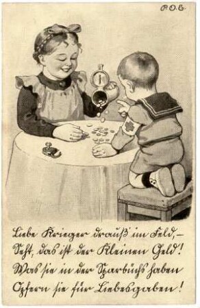 Kriegspostkarte Nr. 24, "Liebe Krieger drauß' im Feld ..." (Entwurf mit Zensurvermerk)
