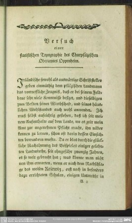 Versuch einer statistischen Topographie des Churpfälzischen Oberamtes Oppenheim