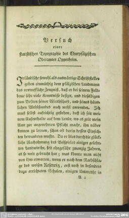 Versuch einer statistischen Topographie des Churpfälzischen Oberamtes Oppenheim