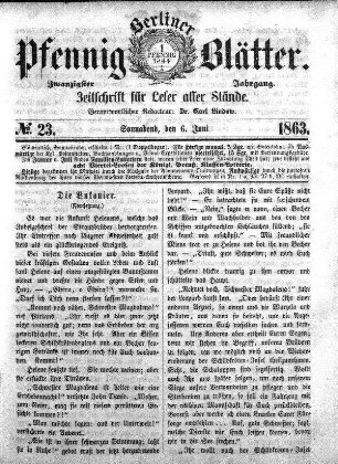 No. 23, Sonnabend, den 6. Juni 1863
