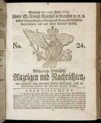 No. 24. Montags, den 11ten Junii 1764.