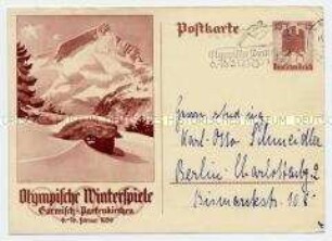 Postkarte zu den Olympischen Winterspielen 1936