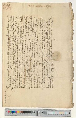 Dem Propste zu St. Johannis Magister Joh. Knutzen präsentiert der Bardewiker Domherr Theod. Dusterhopp für eine Commende am Mathias Altar in der Lambertikapelle [lat].