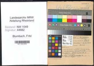 Entnazifizierung Fritz Blumbach , geb. 28.04.1911 (Lehrer)