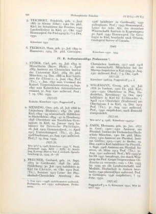 IV. E. Außerplanmäßige Professoren