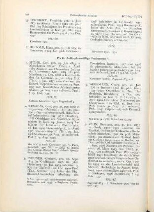 IV. E. Außerplanmäßige Professoren