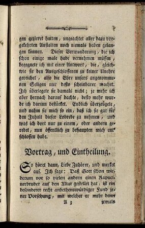 Vortrag, und Eintheilung.