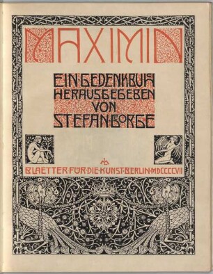 Maximin : ein Gedenkbuch