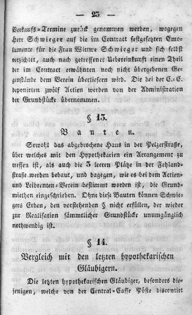 § 14. Vergleich mit den letzten hypothekarischen Gläubigen.