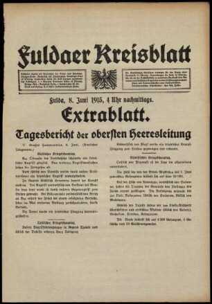 Ausgabe vom Dienstag, den 08. Juni 1915.