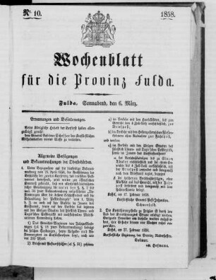 Nr. 10, Ausgabe vom 6. März 1858