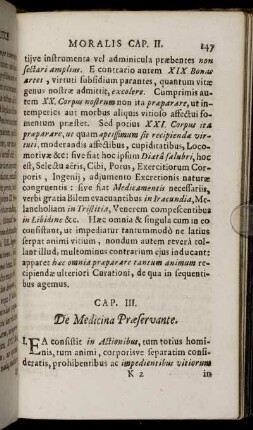Cap. III. De Medicina Praeservante