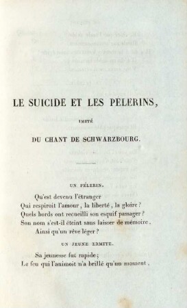 Le suicide et les pélerins, imité du chant de Schwarzbourg