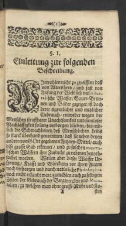 §. I. Einleitung zur folgenden Beschreibung.