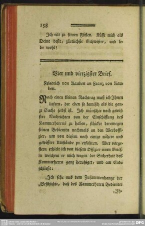 Vier und vierzigster Brief. Friedrich von Rauben an Franz von Rauben