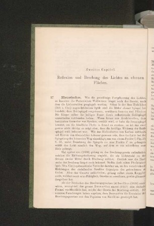 Zweites Capitel. Reflexion und Brechung des Lichtes an ebenen Flächen.