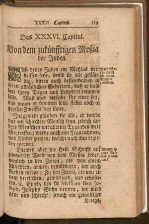 Das XXXVI. Capitul. Von dem zukünfftigen Meßia der Juden
