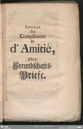 Lettres De Complimens Et d´Amitié