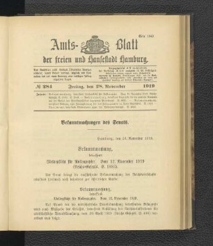 No.284, Freitag, den 28. November 1919