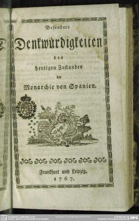 Besondere Denkwürdigkeiten des heutigen Zustandes der Monarchie von Spanien