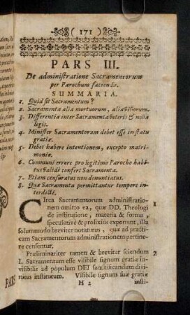 171-175, Summaria; Circa Sacramentorum administrationem ...
