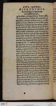 Vita Iacobi Hieronymvs in catalogo scriptorum ecclesiasticorum