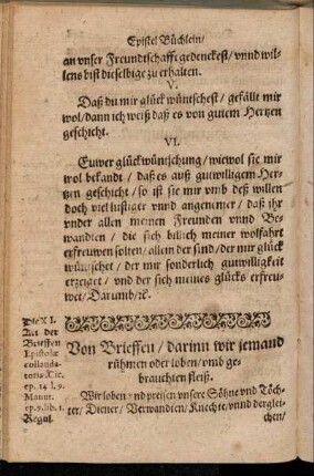 [Caput Duodecimum.] Von Brieffen/ darinn wir jemand rühmen oder loben umb gebrauchten fleiß.