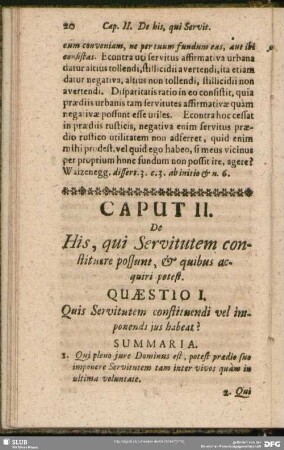 Caput II. De His, qui Servitutem constituere possunt, & quibus acquiri potest