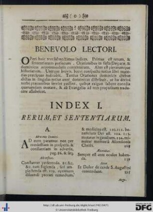 Index I. Rerum, Et Sententiarum.