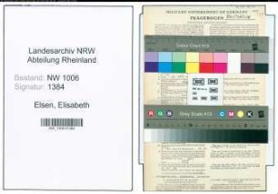 Entnazifizierung Elisabeth Elsen , geb. 19.09.1890 ()