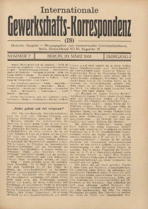 Nummer 7 Berlin, 20. März 1914 Jahrgang 2