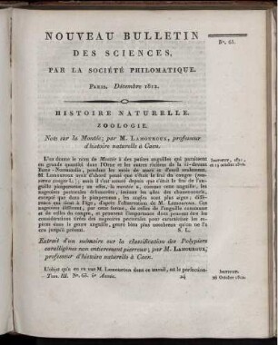 Nouveau Bulletin des Sciences, par la Société Philomatique. Paris. Décembre 1812., 63