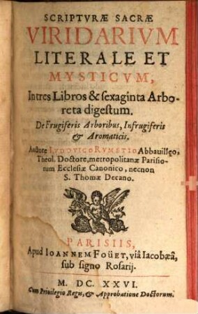Scripturae sacrae viridarium literale et mysticum