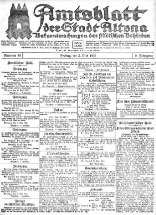 Nummer 18 : Freitag, den 5. Mai 1922