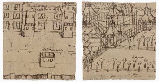 Melsungen, Landgrafenschloss (recto) Fahre, Entwurf für ein Lustschloss (verso)