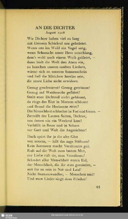 An Die Dichter