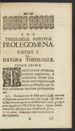 Theologiae Positivae Prolegomena.