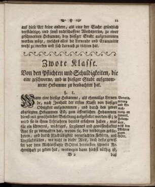 Zwote Klasse. Von den Pflichten und Schuldigkeiten, ...