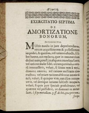 Exercitatio Septima De Amortizatione Bonorum.