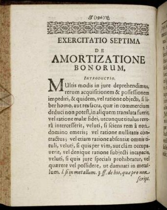 Exercitatio Septima De Amortizatione Bonorum.