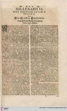 Millenarii VI. post Christum natum II. Seculum III.