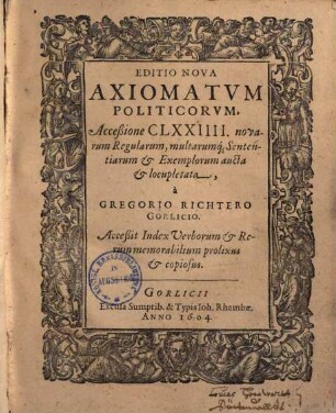 Editio nova axiomatum oeconomicorum