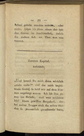 Zweites Kapitel. Aufschlüsse.