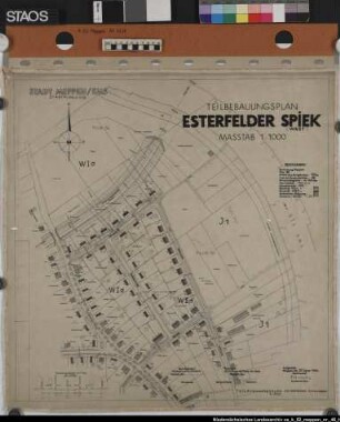 Teilbebauungsplan Esterfelder Spiek (West) Ausf.-Art: Lichtpause Herst.: Bartels Format: 65 x 61 cm Maßstab: 1 : 1000
