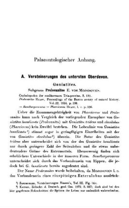 A. Versteinerungen des untersten Oberdevon.